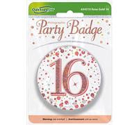 Oaktree 3" Badge 16th Birthday Sparkling Fizz Rose Gold Holographic