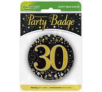 OakTree Badge 30e anniversaire scintillant noir doré holographique 7,6 cm, 654471