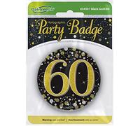 OakTree Badge 60e anniversaire étincelant noir doré holographique 7,6 cm, 654501