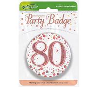 OakTree Badge 80e anniversaire étincelant or rose holographique 7,6 cm