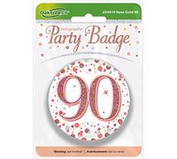 Oaktree 3" Badge 90th Birthday Sparkling Fizz Rose Gold Holographic