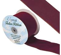 OakTree Eleganza Velvet Ribbon with Wired Edge Burgundy No.17 60mm x 10m
