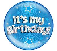OAKTREE UK-Badge géant « It's My Birthday » holographique bleu givré craquelé 15,2 cm, 633315