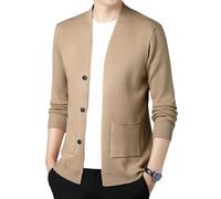OAKVERVE Cardigan décontracté en tricot de couleur unie pour homme Printemps Automne, M8202 comme illustré, S