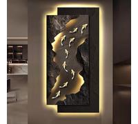 OAKVYNE Art Mural À LED en Grès avec Alimentation Prise - Peinture Décorative Créative, Sculpture Murale 3D Imitée pour Décor De Salon Et Chambre(C,50 * 100cm/19.68 * 39.37in)