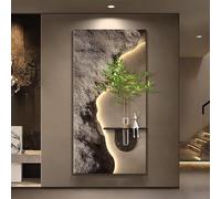 OAKVYNE Art Mural À LED Lumineux en Grès - Sculpture Murale 3D, Tableau Décoratif Suspendu avec Vase pour Entrée, Salon Et Couloir(B,60 * 120cm/26 * 47in)