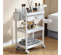 OAKVYNE Chariot De Rangement À roulettes Professionnel 3 Étagères,Chariot Coiffure Portable avec Tiroirs,Chariot Esthétique pour Salle De Bain,Clinique,Salon De Beauté