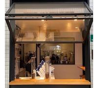 OAKVYNE Comptoir de service pliable avec cadre en aluminium, verre renforcé et serrure, fenêtre coulissante avec cadre inférieur, fenêtre de vente personnalisable pour café ou stand de collation (81 x