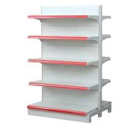 OAKVYNE Étagère de Magasin Double Face, 4 Niveaux, Rayonnage Gondole Grand, Retail Display Rack pour Supermarché, Épicerie ou Snack(100cm)