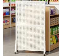 OAKVYNE Étagère de Magasin Haute, Retail Display Rack Polyvalent, Rayonnage Gondole Métal Rotatif, pour Vendre Accessoires, Porte-Clés, Colliers ou Bracelets(White,90 * 120cm)