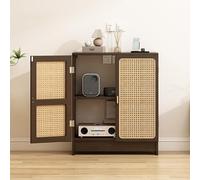 OAKVYNE Étagère De Routeur WiFi, Armoire De Rangement en Rotin pour Routeur Wi-FI, Armoire De Routeur, Rangement Box Internet, pour Gestion des Câbles pour Salon,Chambre,Bureau(Brown,80 * 70 * 25cm)