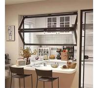 OAKVYNE Fenêtre De Service Coulissante Et Pliable en Aluminium, Double Battant avec Poignée Verrouillable, pour Camion De Restauration, Stand De Vente Et Cuisine Professionnelle(30x32in/76x81cm)