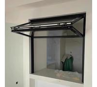 OAKVYNE Fenêtre De Service Pliable Verticale, Guichet Coulissant Double Vantail Verrouillable, Fenêtre Concession en Aluminium, Petite Fenêtre De Comptoir pour Stand Ou Remorque(22x29in/56x74cm)