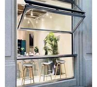 OAKVYNE Fenêtre de vente pliante en aluminium avec ouverture verticale, double fenêtre coulissante avec serrure, petite trappe de service pour camion à emporter ou cuisine gastronomique (81 x 117 cm)