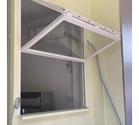 OAKVYNE Fenêtre Pliable Verticale avec Verre Trempé 5mm, Fenêtre Coulissante en Aluminium Personnalisable avec Verrou, Idéale pour Food Trucks Et Cuisines Professionnelles(24x32in/61x81cm)