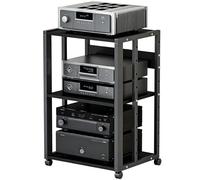 OAKVYNE Meuble Chaine HiFi Armoire de Composants Audio Vidéo à 2/3 Niveaux, Étagère Ajustable Support Vidéo Mobile for Salon, Bureau, Home Cinéma, Bureau et Cinéma(Style 2)