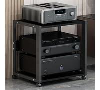 OAKVYNE Meuble Chaine HiFi Armoire de Composants Audio Vidéo à 2/3 Niveaux, Étagère Ajustable Support Vidéo Mobile for Salon, Bureau, Home Cinéma, Bureau et Cinéma(Style 1)