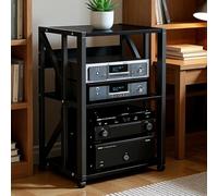 OAKVYNE Meuble Chaine HiFi Armoire de Composants Audio Vidéo à 2/3 Niveaux,Étagère Multimédia Solide avec Capacité 60KG,Étagère Ajustable Support Vidéo Mobile for Salon(Style 3)