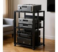 OAKVYNE Meuble Chaine HiFi Armoire De Rack Audio, Rack Audio HiFi Support AV Media À 2/3 Niveaux, Meuble Chaine HiFi Multimédia pour Platine Vinyle Et Console De Jeux(Style 2)