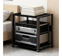 OAKVYNE Meuble Chaine HiFi Armoire De Rack Audio, Rack Audio HiFi Support AV Media À 2/3 Niveaux, Supports Stéréo, Meuble Imprimante, pour Salon, Salle de Jeux, Bureau(Style 1)