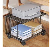 OAKVYNE Meuble Imprimante, Support D'imprimante À 2 Niveaux, Meuble Bureau Rangement, Étagère pour Imprimante sous Bureau, Support De Rangement pour Imprimante 3D Et Laser(Black,48cm)