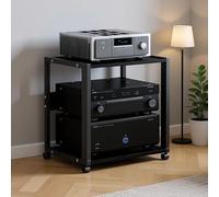OAKVYNE Rack Audio HiFi Support AV Media À 2/3 Niveaux, Étagère Ajustable Support Vidéo Mobile, Meuble Chaine HiFi Multimédia pour Platine Vinyle Et Console De Jeux(Style 1)