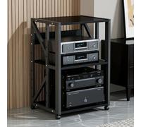 OAKVYNE Rack Audio HiFi Support AV Media À 2/3 Niveaux, Étagère Multimédia Solide avec Capacité 60KG, Étagère Ajustable Support Vidéo Mobile for Salon, Bureau et Cinéma(Style 3)