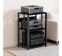 OAKVYNE Rack Audio HiFi Support AV Media À 2/3 Niveaux, Étagère Multimédia Solide avec Capacité 60KG, Étagère Ajustable Support Vidéo Mobile for Salon, Bureau et Cinéma(Style 2)
