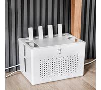 OAKVYNE Router Storage Box, Armoire WiFi pour Cacher Le Routeur Et Le Modem, Rangement Box Internet, Organisateur De Cordon Portable Anti-poussière pour Bureau, Blanc.(White)
