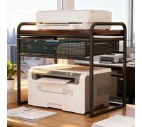 OAKVYNE Support Imprimante pour Bureau, Meuble Imprimante, Étagère De Rangement avec Tiroir, Support De Photocopieur sous Bureau, Petits Espaces, Bureau À Domicile(Black)