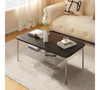 OAKVYNE Table Basse en Bois avec Structure Métal Robuste - Table d'appoint en Bois pour Salon, Chambre - Design Minimaliste et Facile à Assembler(Black,100cm/39.3in)