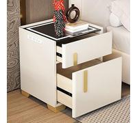 OAKVYNE Tables de Chevet, Lot de 2, Moderne de Nuit Design Simple Nuit en Bois, pour Adulte, Lit en Bois, Moderne du Milieu du siècle Rangement, éclairage LED Petits Espaces, Salon, Chambre(White-A)