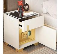 OAKVYNE Tables de Chevet, Lot de 2, Moderne de Nuit Design Simple Nuit en Bois, pour Adulte, Lit en Bois, Moderne du Milieu du siècle Rangement, éclairage LED Petits Espaces, Salon, Chambre(White-B)