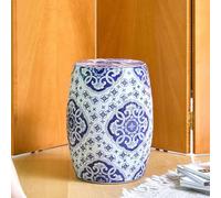 OAKVYNE Tabourets de Tambour de Jardin DéCoratifs - Céramique Émaillée, Motifs Fleurs et Papillons, Style Chinoiserie pour Salon, Patio, Jardin(F)