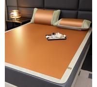 OAKVYNE Tapis De Lit en Bambou Rafraîchissant,Lit Tapis De Refroidissement Bambou pour Le Lit,Nattes De Couchage D'été Double Face,Tapis De Lit en Rafraîchissant(Brown,120 x 195cm/47.24 x76.77in)