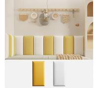 OAKVYNE Tête De Lit Adhesive Murale 3D Beige, Panneaux Muraux Auto-Adhésifs Anti-Collision & Isolation Phonique, Rembourrage Mural Tissu Éponge(B,30 * 50cm/11.8 * 19.68in)