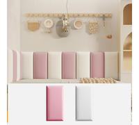 OAKVYNE Tête De Lit Adhesive Murale 3D Beige, Panneaux Muraux Auto-Adhésifs Anti-Collision & Isolation Phonique, Rembourrage Mural Tissu Éponge(A,25 * 50cm/9.8 * 19.68in)