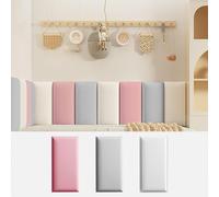 OAKVYNE Tête De Lit Adhesive Murale 3D Beige, Panneaux Muraux Auto-Adhésifs Anti-Collision & Isolation Phonique, Rembourrage Mural Tissu Éponge(F,30 * 50cm/11.8 * 19.68in)