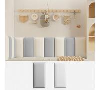 OAKVYNE Tête De Lit Adhesive Murale 3D Beige, Panneaux Muraux Auto-Adhésifs Anti-Collision & Isolation Phonique, Rembourrage Mural Tissu Éponge(C,30 * 50cm/11.8 * 19.68in)