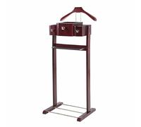 OAKVYNE Valet De Costume en Bois pour Homme avec Tiroir Et Plateau Supérieur Antidérapant pour Pantalon, Support De Costume, Portant À Vêtements Autonome pour Salon, Bureau