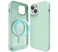 oakxco Coque Magnétique Silicone pour iPhone 15, Compatible avec MagSafe, Antichoc, Étui Mince, Antichoc Souple, Esthétique, Tendance, Coque Rigide pour Femme, Vert Menthe