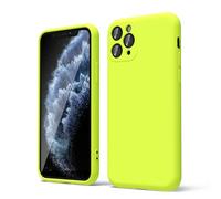 oakxco Coque Silicone pour iPhone 11 Pro, Étui Ultra Fine Souple Gel Caoutchouc Anti-Chocs Housse Toucher Soyeux, Slim Esthétique Protection Cover, Jaune Fluo