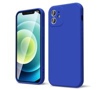 oakxco Coque Silicone pour iPhone 12, Étui Ultra Fine Souple Gel Caoutchouc Anti-Chocs Housse Toucher Soyeux, Slim Esthétique Protection Cover, Blu Klein