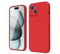 oakxco Coque Silicone pour iPhone 15, Étui Ultra Fine Souple Gel Caoutchouc Anti-Chocs Housse Toucher Soyeux, Slim Esthétique Protection Cover, Rouge