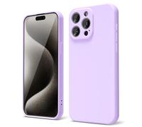 oakxco Coque Silicone pour iPhone 15 Pro Max, Étui Ultra Fine Souple Gel Caoutchouc Anti-Chocs Housse Toucher Soyeux, Slim Esthétique Protection Cover, Violet Clair