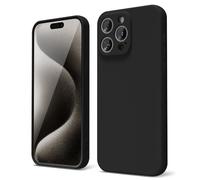 oakxco Coque Silicone pour iPhone 15 Pro Max, Étui Ultra Fine Souple Gel Caoutchouc Anti-Chocs Housse Toucher Soyeux, Slim Esthétique Protection Cover, Noir