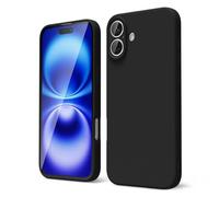 oakxco Coque Silicone pour iPhone 16, Étui Ultra Fine Souple Gel Caoutchouc Anti-Chocs Housse Toucher Soyeux, Slim Esthétique Protection Cover, Noir