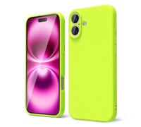 oakxco Coque Silicone pour iPhone 16 Plus, Étui Ultra Fine Souple Gel Caoutchouc Anti-Chocs Housse Toucher Soyeux, Slim Esthétique Protection Cover, Jaune Fluo