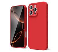 oakxco Coque Silicone pour iPhone 16 Pro, Étui Ultra Fine Souple Gel Caoutchouc Anti-Chocs Housse Toucher Soyeux, Slim Esthétique Protection Cover, Rouge