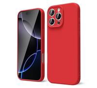 oakxco Coque Silicone pour iPhone 16 Pro Max, Étui Ultra Fine Souple Gel Caoutchouc Anti-Chocs Housse Toucher Soyeux, Slim Esthétique Protection Cover, Rouge